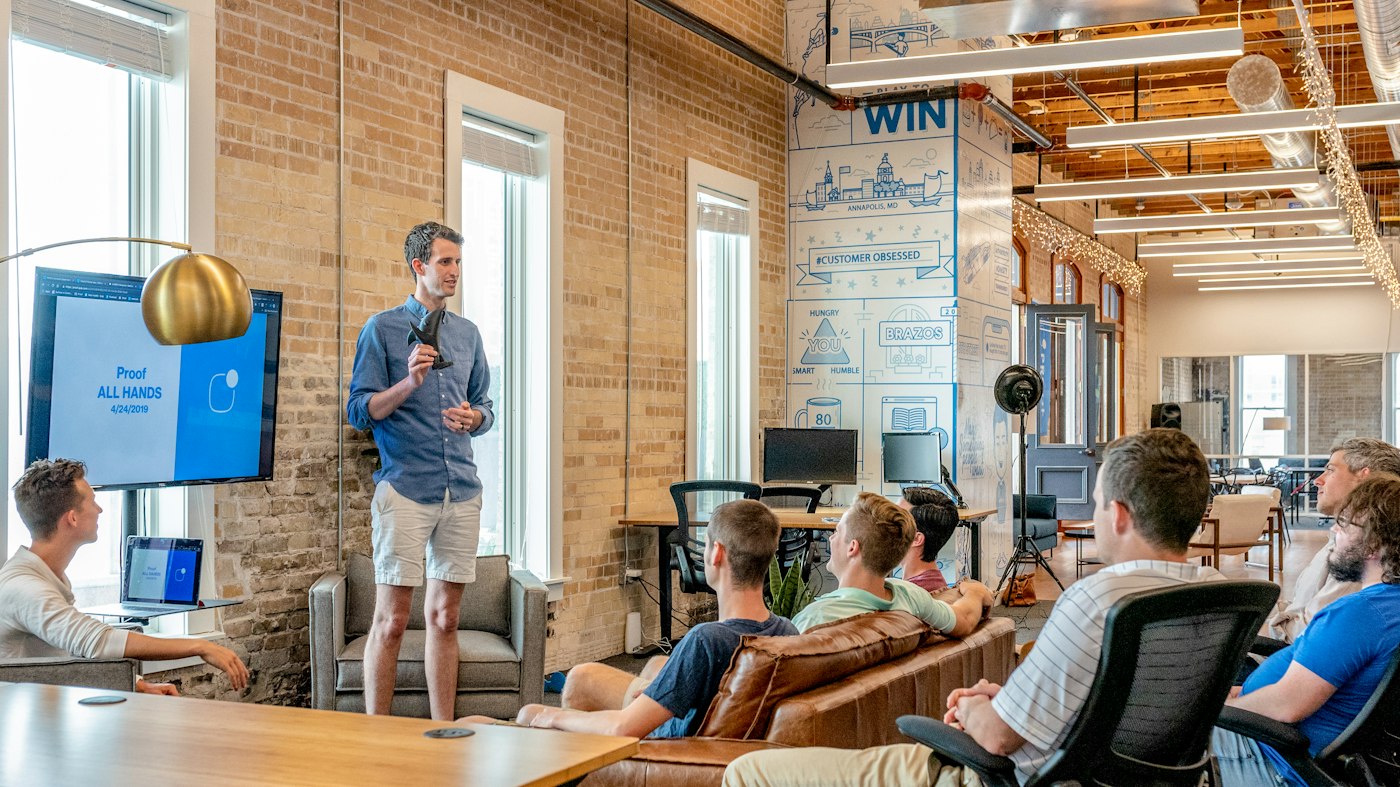 A small team in a working meeting